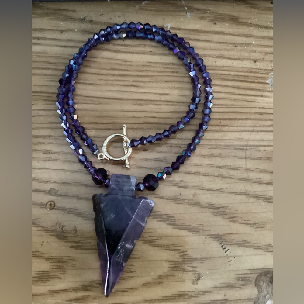 Men’s Amethyst Arrowhead Necklace 💜 - Picture 3 of 4